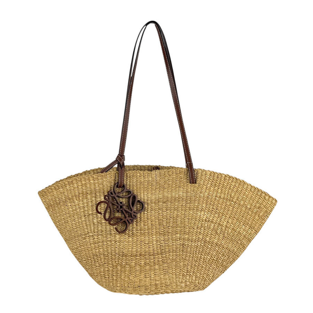 Loewe Shoulder Bag Basket Raffia Leather Brown Natural